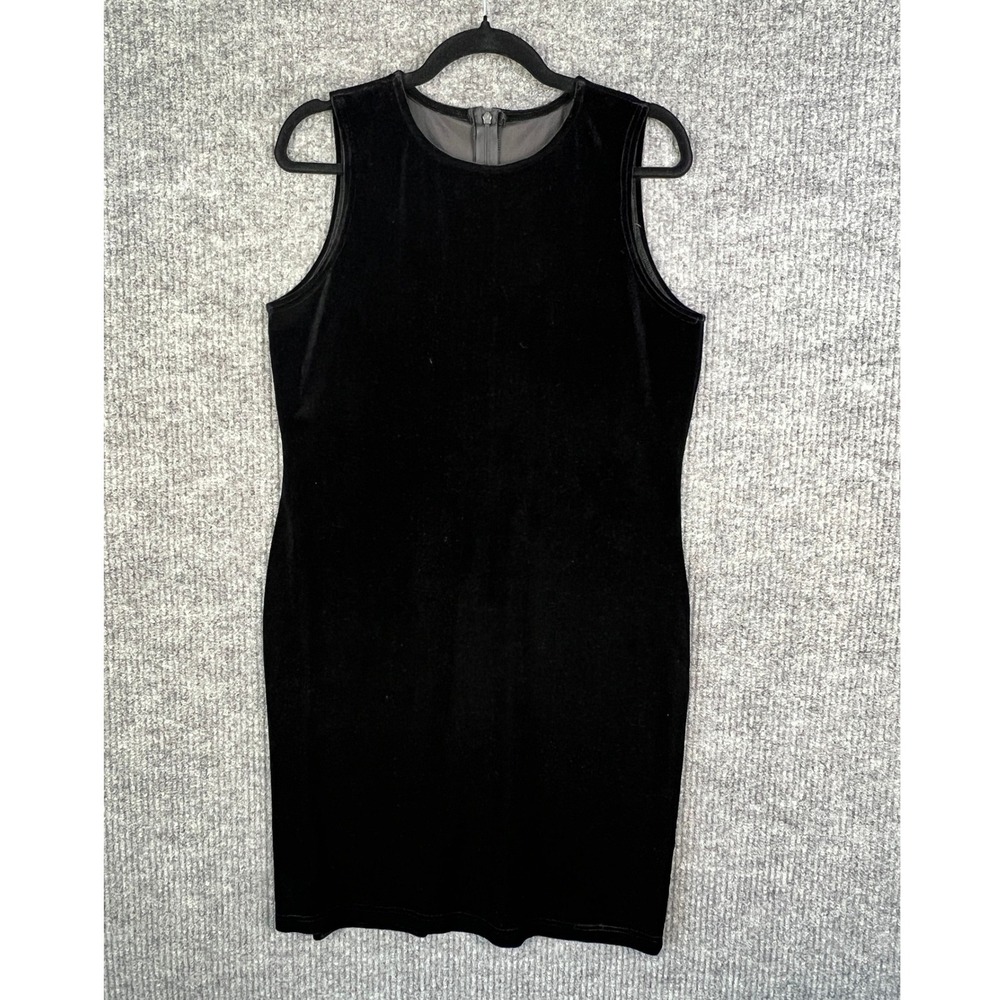 Dark Romantic Minimalist Black Velour Mini Dress Vintage 90s Medium